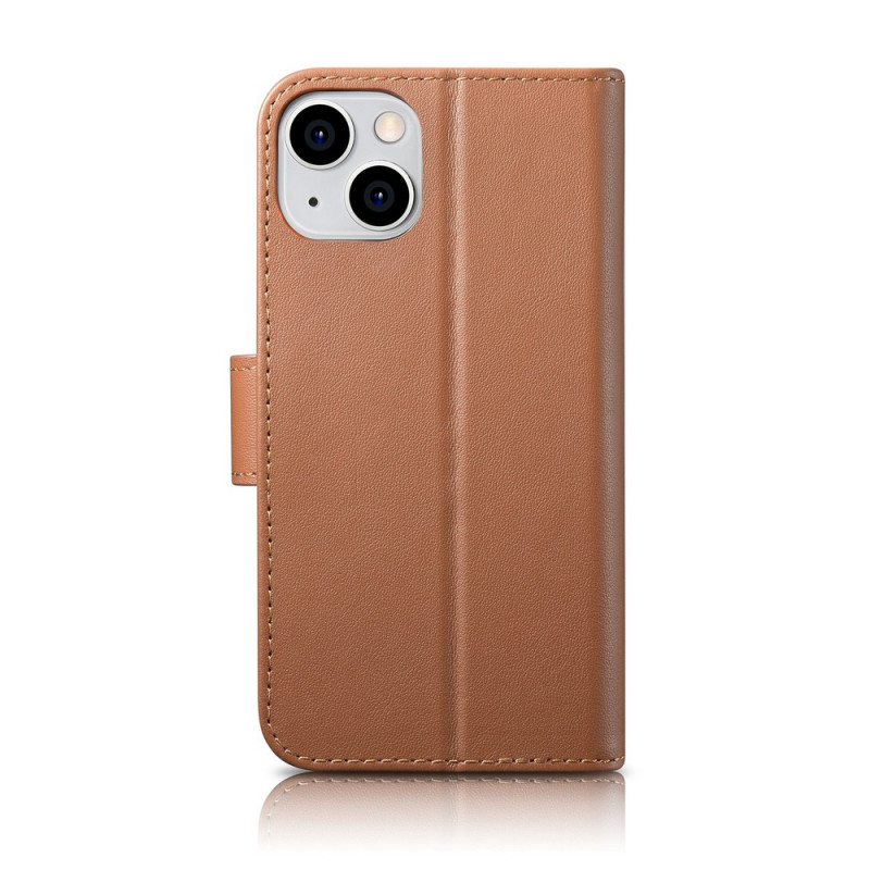 iCarer Wallet Case 2in1 δερμάτινη θήκη με καπάκι για iPhone 14 Plus, Anti-RFID, καφέ (WMI14220727-BN)