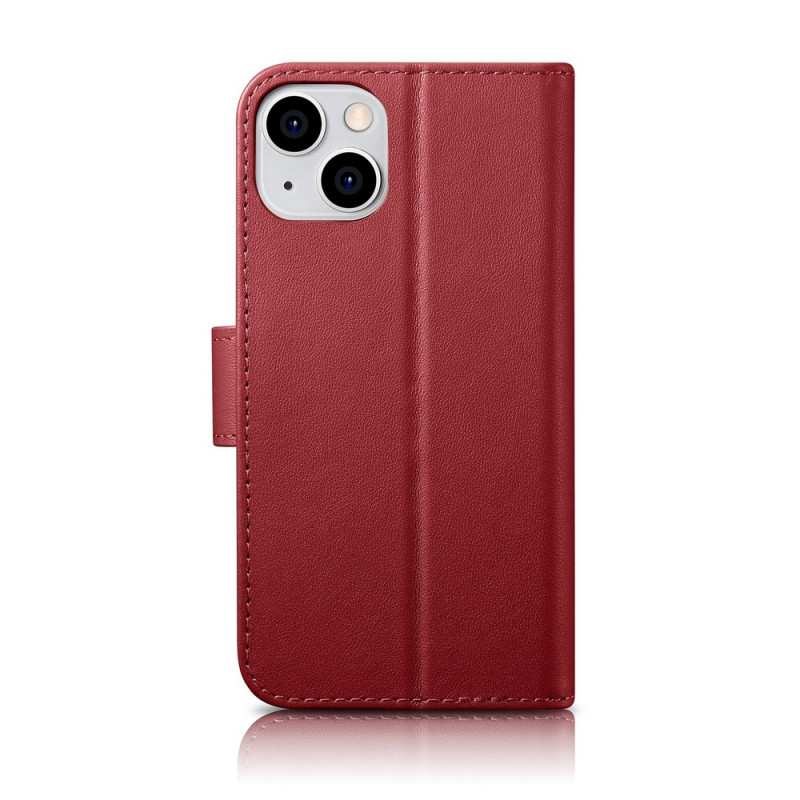 iCarer Wallet Case 2in1 δερμάτινη θήκη με καπάκι για iPhone 14 Plus, Anti-RFID, κόκκινη (WMI14220727-RD)