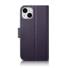 iCarer Wallet Case 2in1 δερμάτινη θήκη με καπάκι για iPhone 14 Plus, Anti-RFID, σκούρο μωβ (WMI14220727-DP)