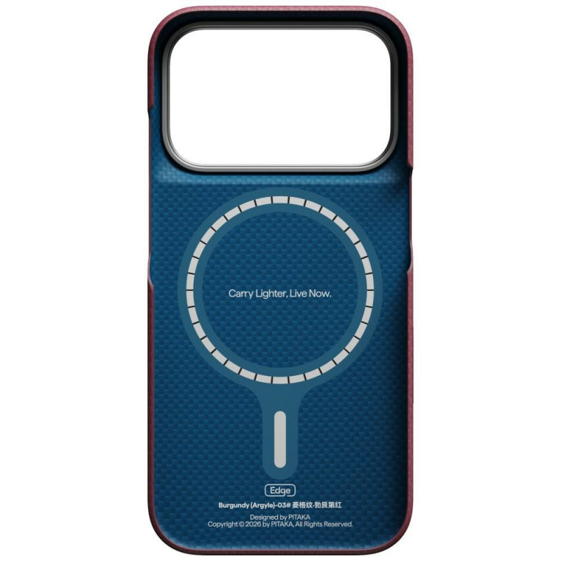 PITAKA Edge Case Argyle MagSafe θήκη για Apple iPhone 18 Pro / 17 Pro, μπορντό