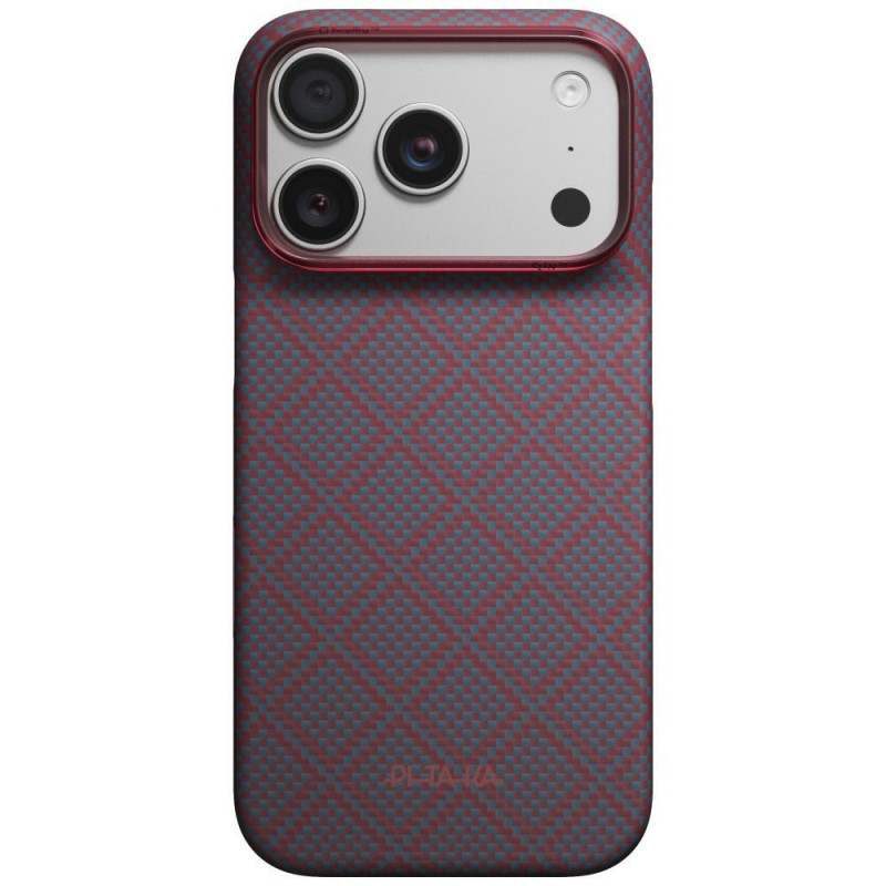 PITAKA Edge Case Argyle MagSafe θήκη για Apple iPhone 18 Pro / 17 Pro, μπλε-κόκκινη