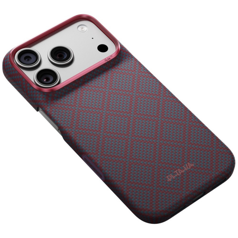 PITAKA Edge Case Argyle MagSafe θήκη για Apple iPhone 18 Pro / 17 Pro, μπλε-κόκκινη
