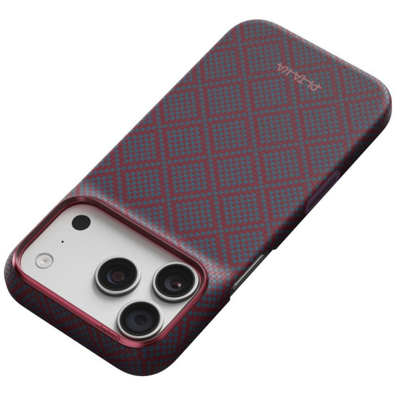 PITAKA Edge Case Argyle MagSafe θήκη για Apple iPhone 18 Pro / 17 Pro, μπλε-κόκκινη