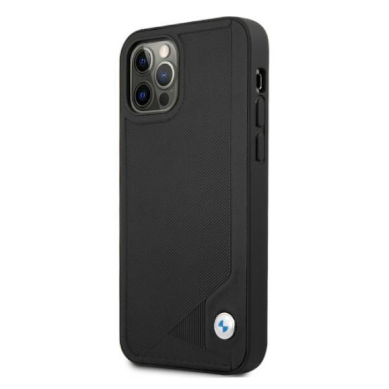 BMW BMHCP12LRCDPK Apple iPhone 12 Pro Max θήκη hardcase δερμάτινη Deboss, μαύρη