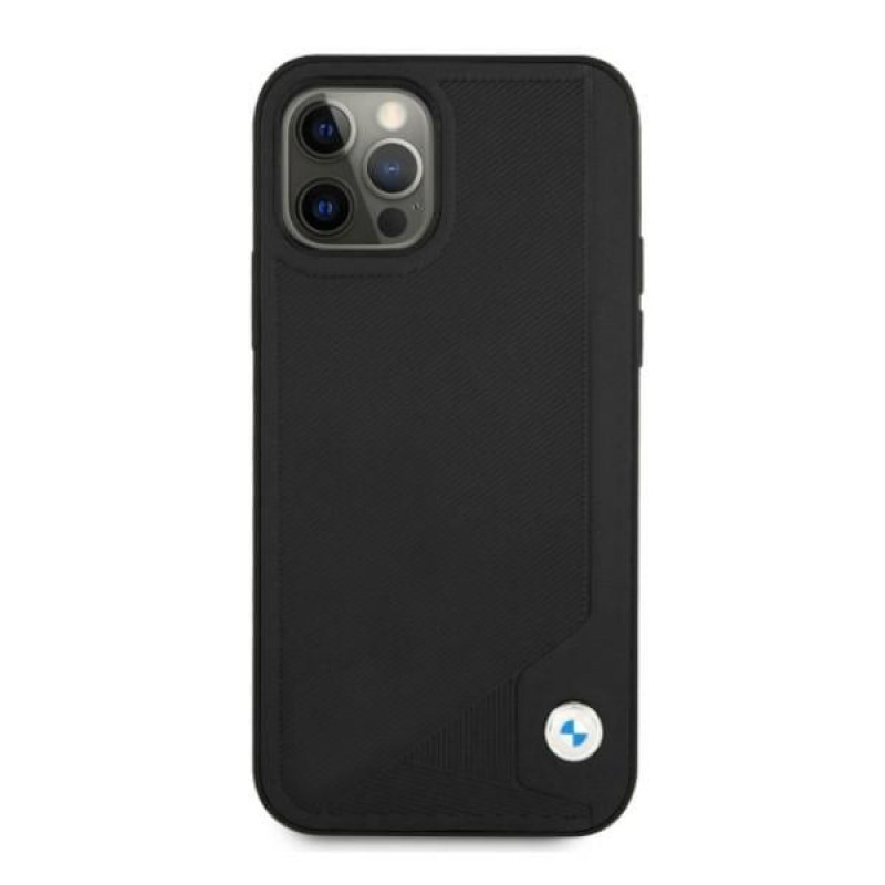 BMW BMHCP12LRCDPK Apple iPhone 12 Pro Max θήκη hardcase δερμάτινη Deboss, μαύρη