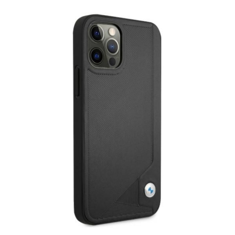 BMW BMHCP12LRCDPK Apple iPhone 12 Pro Max θήκη hardcase δερμάτινη Deboss, μαύρη