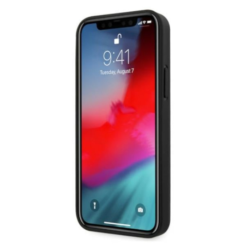 BMW BMHCP12LRCDPK Apple iPhone 12 Pro Max θήκη hardcase δερμάτινη Deboss, μαύρη