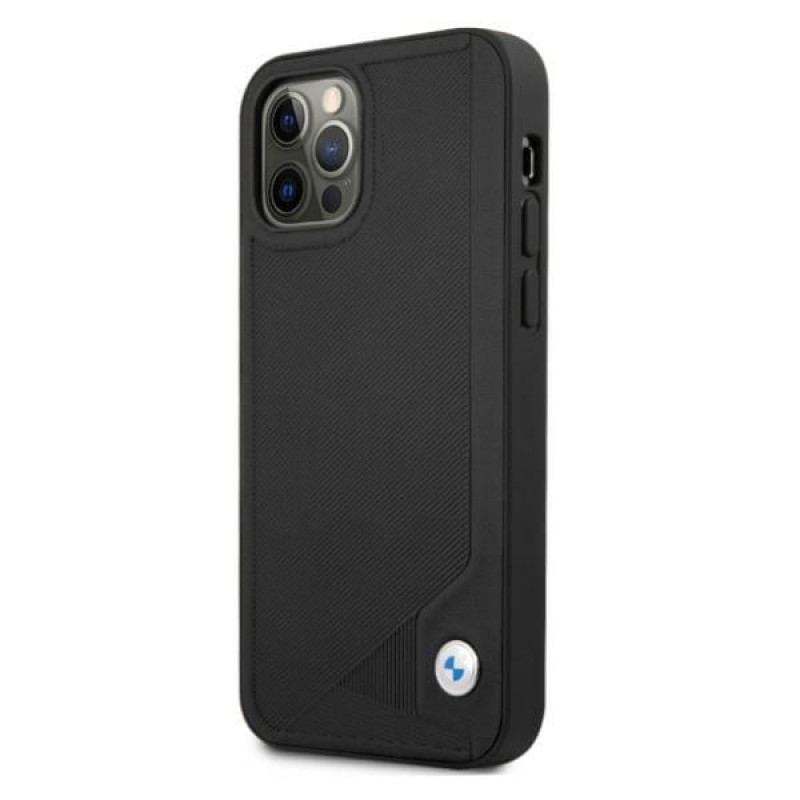 BMW BMHCP12MRCDPK Apple iPhone 12 / 12 Pro θήκη σκληρή Leather Deboss, μαύρη