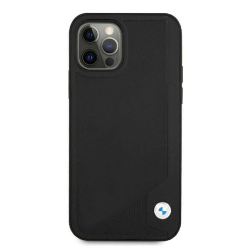 BMW BMHCP12MRCDPK Apple iPhone 12 / 12 Pro θήκη σκληρή Leather Deboss, μαύρη
