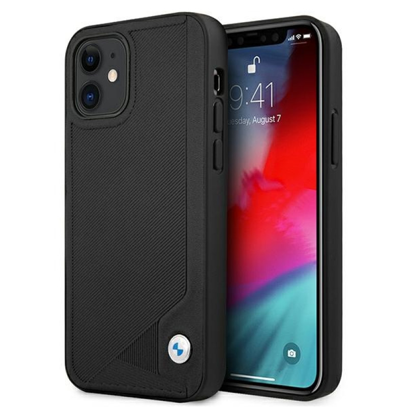 BMW BMHCP12SRCDPK Apple iPhone 12 mini θήκη σκληρή Leather Deboss, μαύρη