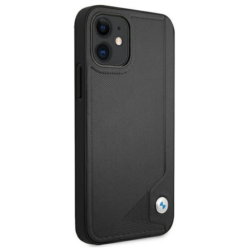 BMW BMHCP12SRCDPK Apple iPhone 12 mini θήκη σκληρή Leather Deboss, μαύρη
