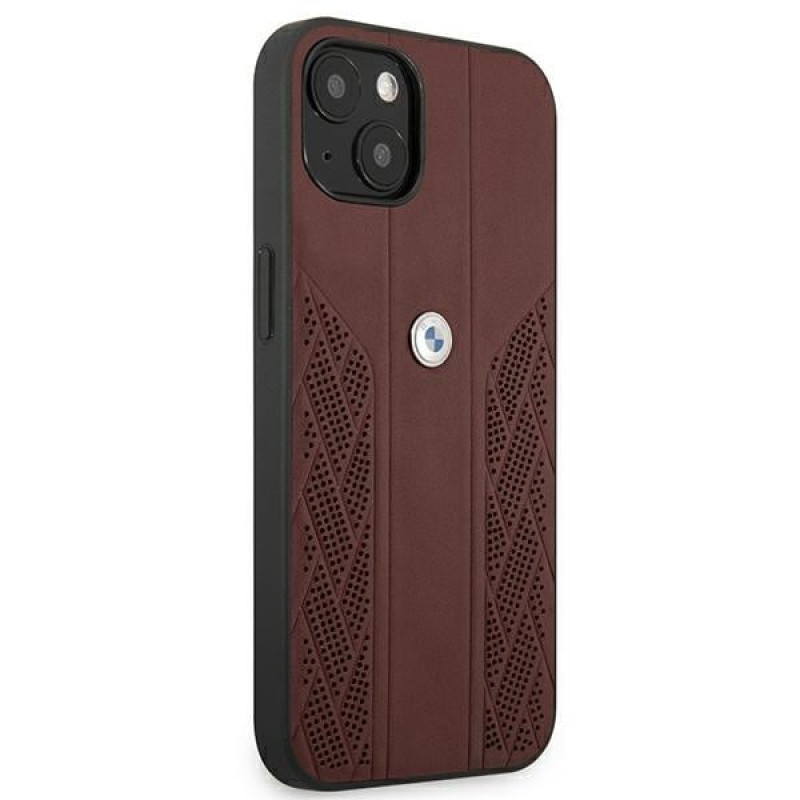 BMW BMHCP13SRSPPR Apple iPhone 13 mini θήκη σκληρή Leather Curve Perforate, κόκκινη