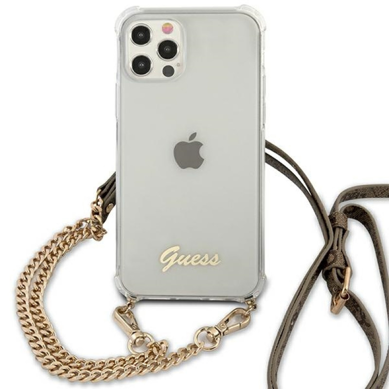 Guess GUHCP12MKC4GSGO Apple iPhone 12 / 12 Pro θήκη hardcase 4G Gold Chain, διαφανής