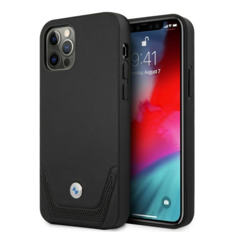 BMW BMHCP12MRSWPK Apple iPhone 12 / 12 Pro θήκη σκληρή Leather Perforate, μαύρη