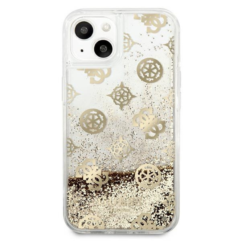 Guess GUHCP13SLGPEGO Apple iPhone 13 mini θήκη σκληρή Peony Liquid Glitter, χρυσή