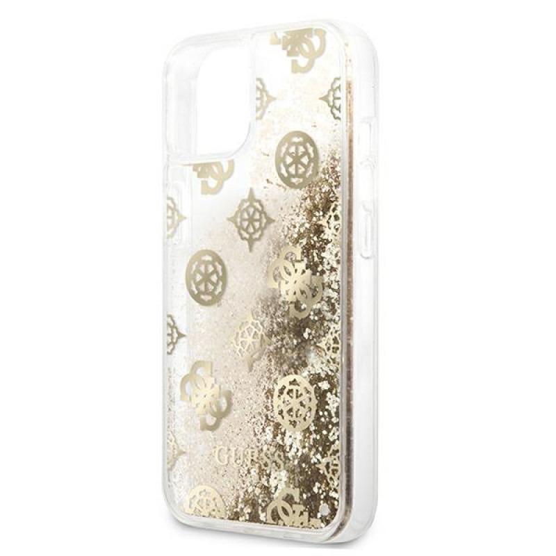 Guess GUHCP13SLGPEGO Apple iPhone 13 mini θήκη σκληρή Peony Liquid Glitter, χρυσή