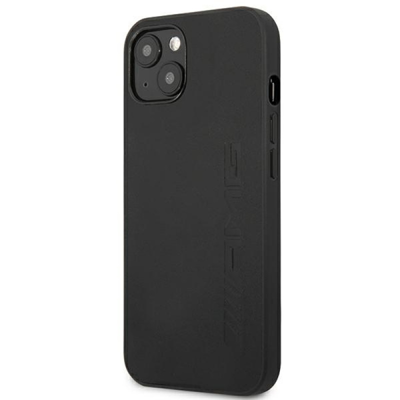 Mercedes-AMG AMHCP14MDOLBK Apple iPhone 14 Plus / 15 Plus σκληρή θήκη Leather Hot Stamped, μαύρη