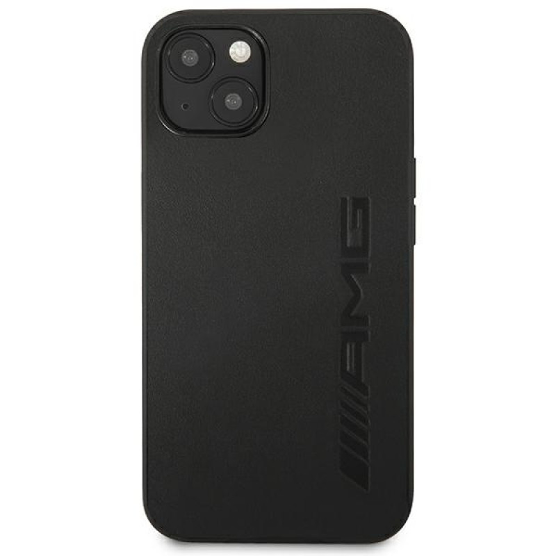 Mercedes-AMG AMHCP14MDOLBK Apple iPhone 14 Plus / 15 Plus σκληρή θήκη Leather Hot Stamped, μαύρη