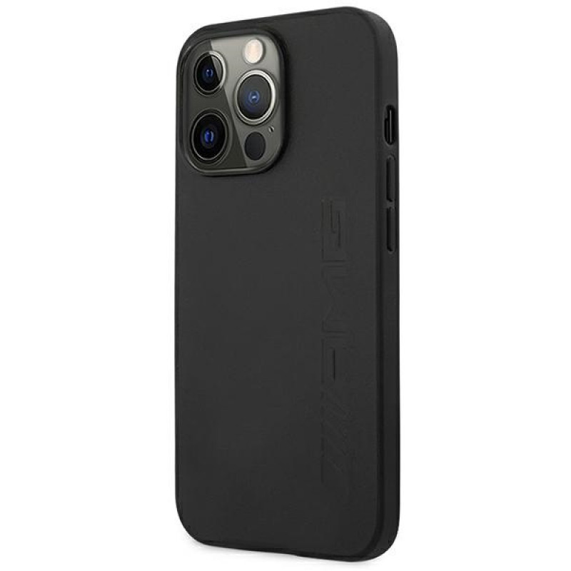 Mercedes-AMG AMHCP14LDOLBK Apple iPhone 14 Pro θήκη σκληρή, Leather Hot Stamped, μαύρη