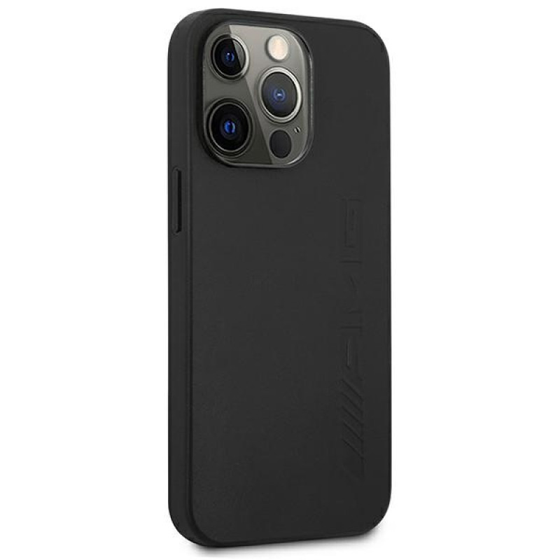 Mercedes-AMG AMHCP14LDOLBK Apple iPhone 14 Pro θήκη σκληρή, Leather Hot Stamped, μαύρη