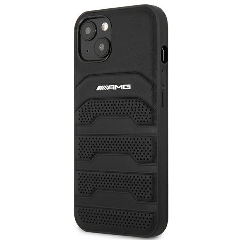 Mercedes-AMG AMHCP14MGSEBK Θήκη Apple iPhone 14 Plus / 15 Plus, Leather Debossed Lines, μαύρη