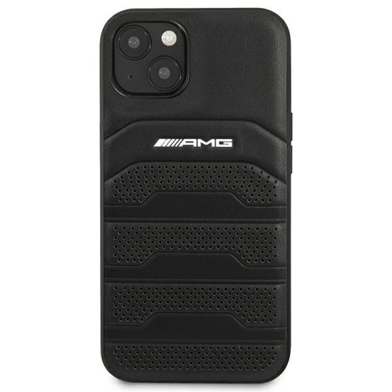 Mercedes-AMG AMHCP14MGSEBK Θήκη Apple iPhone 14 Plus / 15 Plus, Leather Debossed Lines, μαύρη