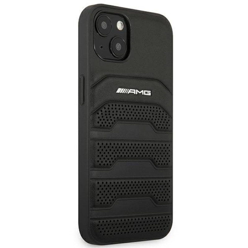 Mercedes-AMG AMHCP14MGSEBK Θήκη Apple iPhone 14 Plus / 15 Plus, Leather Debossed Lines, μαύρη