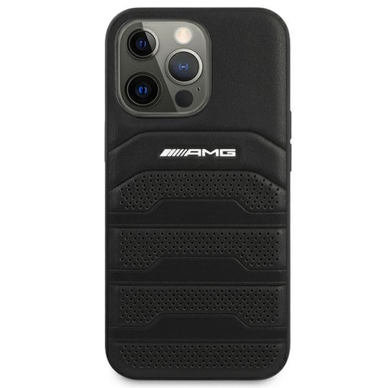 Mercedes-AMG AMHCP14XGSEBK Apple iPhone 14 Pro Max θήκη hardcase, Leather Debossed Lines, μαύρη