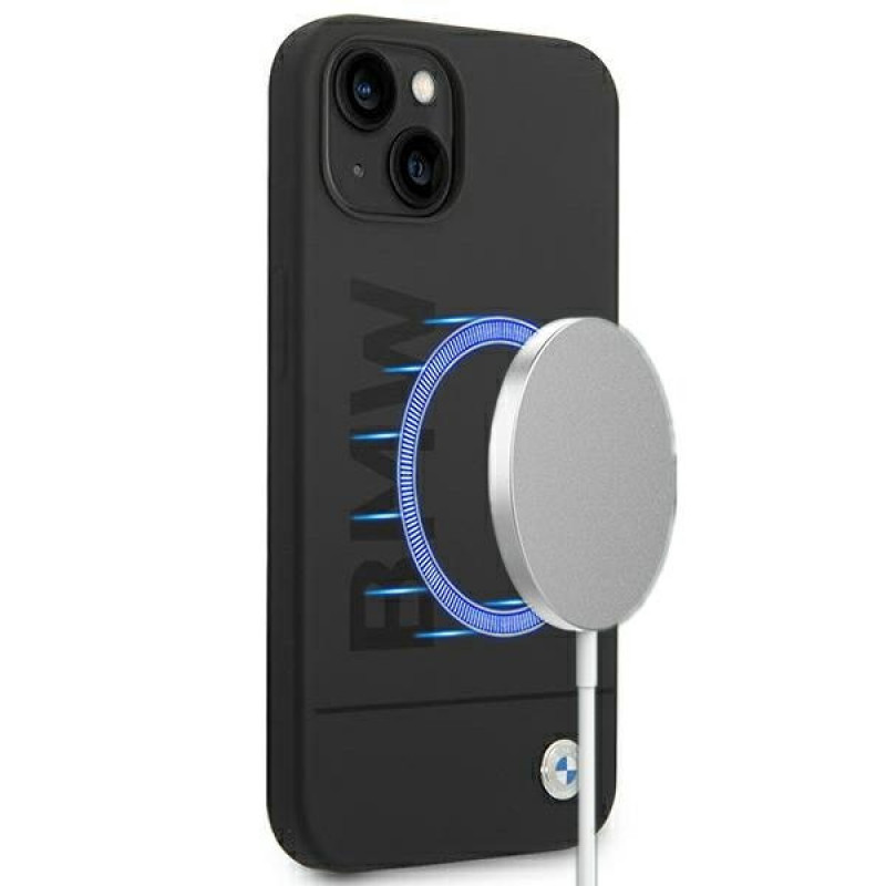 BMW BMHMP14MSLBLBK Θήκη Apple iPhone 14 Plus / 15 Plus, Silicone Signature Logo MagSafe, μαύρη