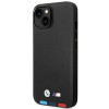 Θήκη BMW BMHMP14M22PTDK για Apple iPhone 14 Plus / 15 Plus, Leather Stamp Tricolor MagSafe, μαύρη