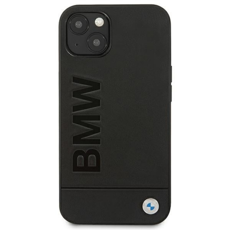 Θήκη BMW BMHCP14MSLLBK Apple iPhone 14 Plus / 15 Plus, Leather Stamp, μαύρη