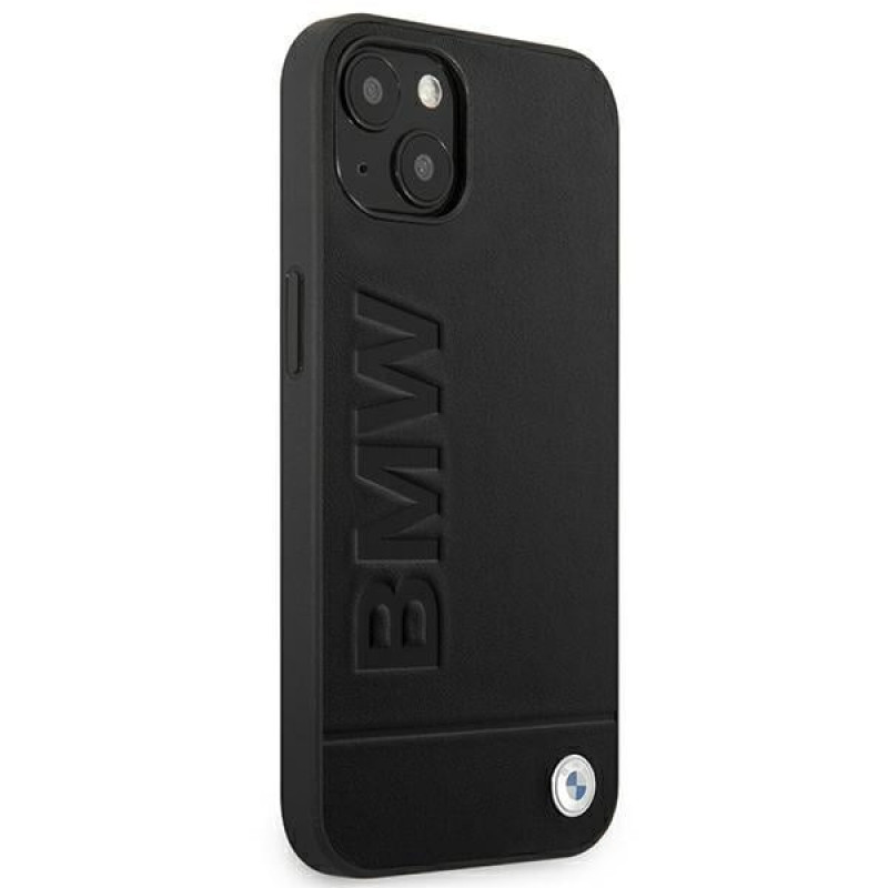 Θήκη BMW BMHCP14MSLLBK Apple iPhone 14 Plus / 15 Plus, Leather Stamp, μαύρη