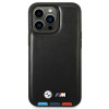 Θήκη BMW BMHMP14L22PTDK για Apple iPhone 14 Pro, Leather Stamp Tricolor MagSafe, μαύρη