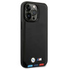 Θήκη BMW BMHMP14L22PTDK για Apple iPhone 14 Pro, Leather Stamp Tricolor MagSafe, μαύρη
