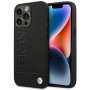 Θήκη BMW BMHCP14LSLLBK Apple iPhone 14 Pro, Leather Stamp, μαύρη