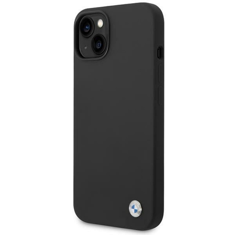 Θήκη BMW BMHCP14SSILBK για Apple iPhone 14, Silicone Metal Logo, μαύρη