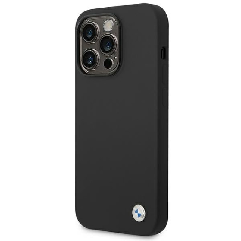 Θήκη BMW BMHCP14LSILBK για Apple iPhone 14 Pro, Silicone Metal Logo, μαύρη