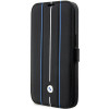 Θήκη βιβλίου BMW BMBKP14L22RVSK Leather Stamp Blue Lines για Apple iPhone 14 Pro 6.1", μαύρη