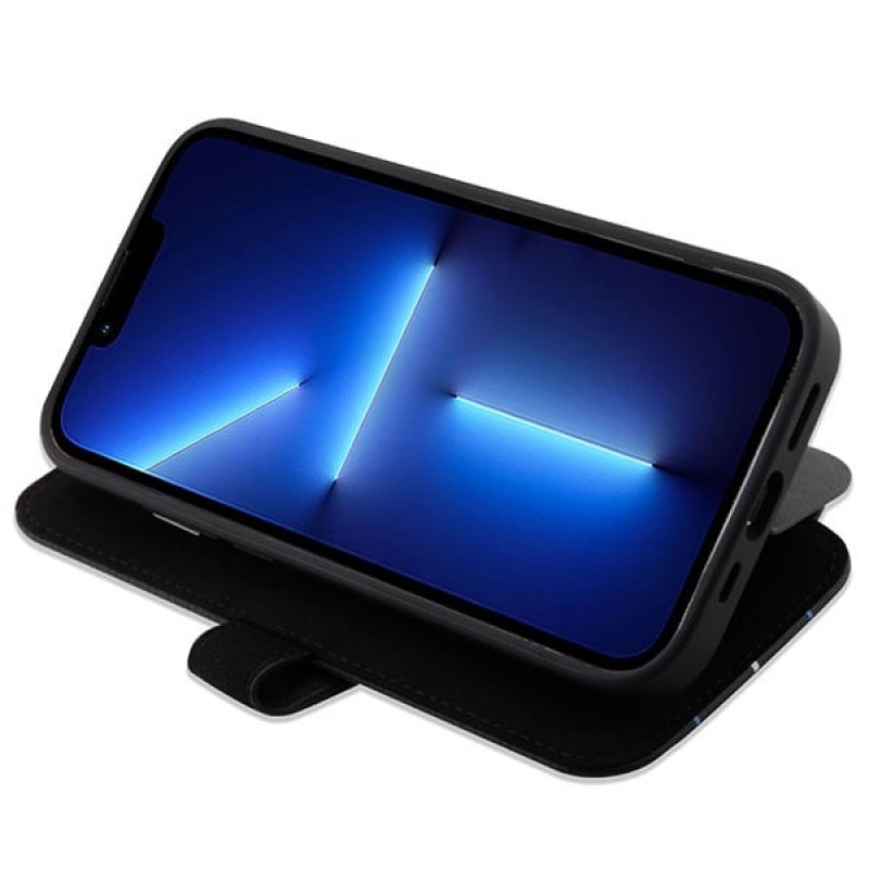 Θήκη βιβλίου BMW BMBKP14L22RVSK Leather Stamp Blue Lines για Apple iPhone 14 Pro 6.1", μαύρη