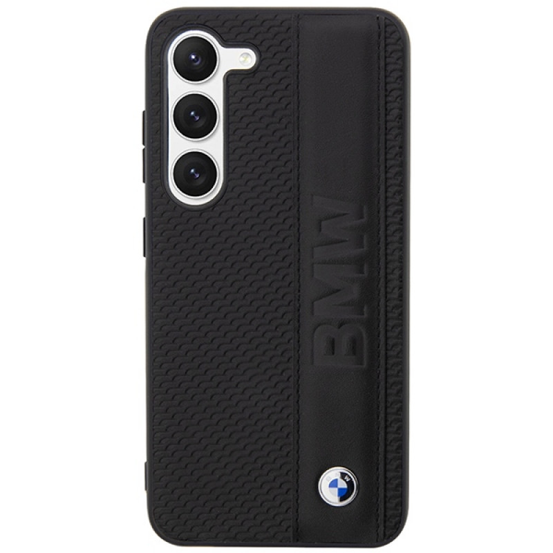 Θήκη σκληρή BMW BMHCS23M22RDPK Leather Textured & Stripe για Samsung Galaxy S23+ (S916), μαύρη