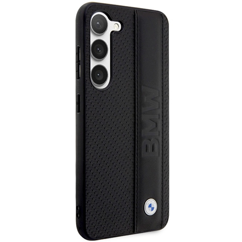 Θήκη σκληρή BMW BMHCS23M22RDPK Leather Textured & Stripe για Samsung Galaxy S23+ (S916), μαύρη