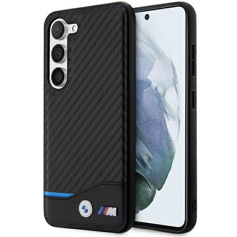 BMW BMHCS23M22NBCK Leather Carbon σκληρή θήκη για Samsung Galaxy S23+ (S916), μαύρη