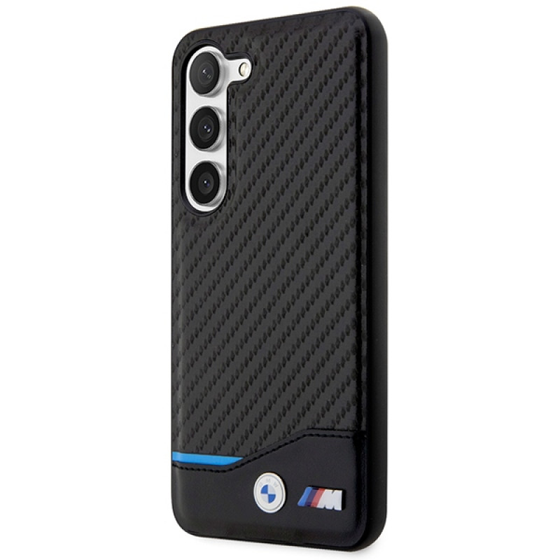 BMW BMHCS23M22NBCK Leather Carbon σκληρή θήκη για Samsung Galaxy S23+ (S916), μαύρη