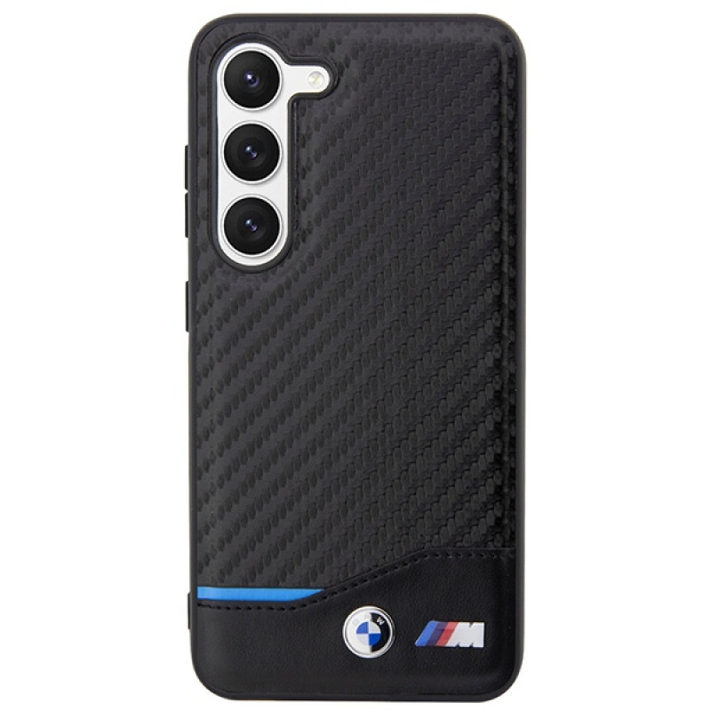 BMW BMHCS23M22NBCK Leather Carbon σκληρή θήκη για Samsung Galaxy S23+ (S916), μαύρη