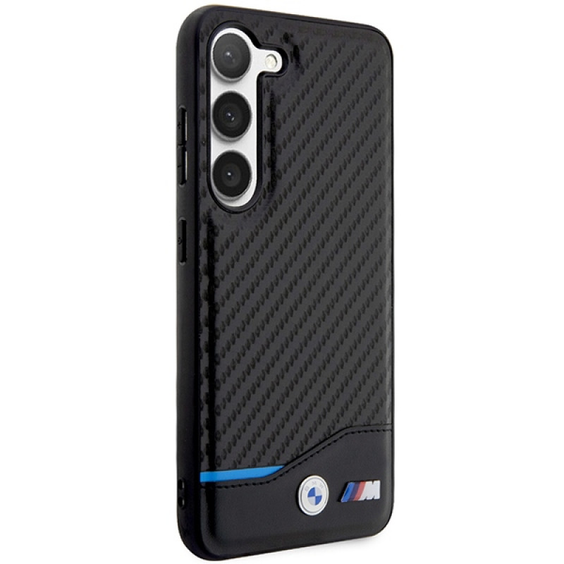 BMW BMHCS23M22NBCK Leather Carbon σκληρή θήκη για Samsung Galaxy S23+ (S916), μαύρη