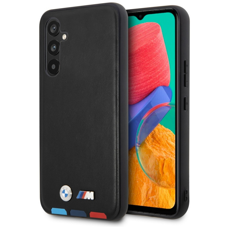BMW BMHCSA5422PTDK Leather Stamp Tricolor σκληρή θήκη για Samsung Galaxy A54 (A546), μαύρη