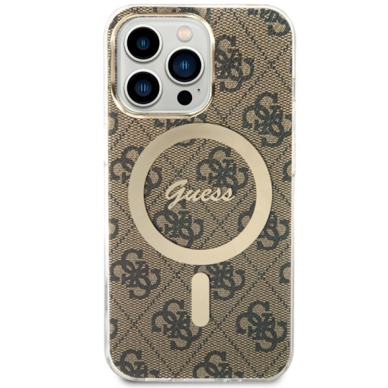 Guess GUHMP13LH4STW 4G MagSafe σκληρή θήκη για Apple iPhone 13 Pro, καφέ