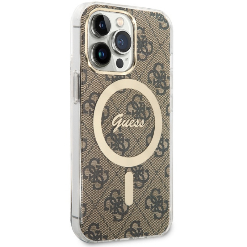 Guess GUHMP13LH4STW 4G MagSafe σκληρή θήκη για Apple iPhone 13 Pro, καφέ