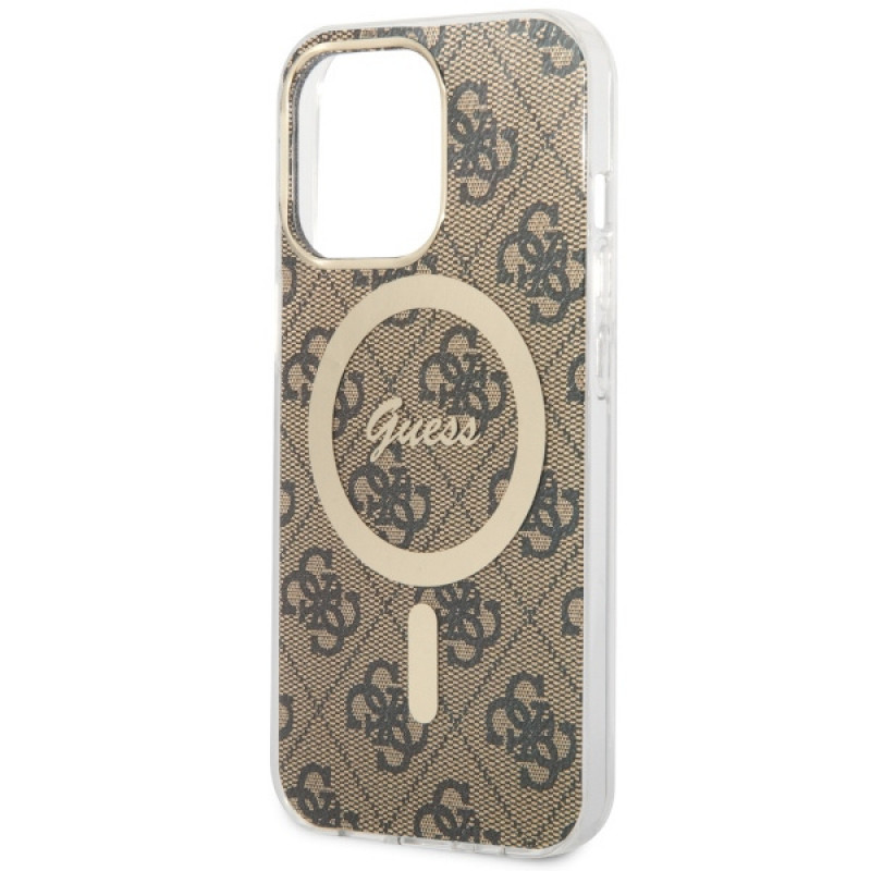 Guess GUHMP13LH4STW 4G MagSafe σκληρή θήκη για Apple iPhone 13 Pro, καφέ