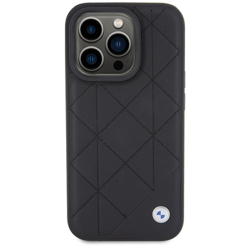 Θήκη από δέρμα με καπιτονέ σχέδιο BMW BMHCP15X22RQDK για Apple iPhone 15 Pro Max, μαύρη